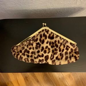 1960s Leopard Print Triangle Hand Bag